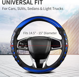 Darrahopens Auto Accessories > Auto Accessories Others > Automotive Decor PU Leather Car Steering Wheel Cover with Non-Slip Grip, Suitable for Both Men and Women, Universal Fits 14.5-15 Inch Cars, Trucks, SUVs (Blue (Round), Medium (Standard) Size [14 1/2-15 Inches])