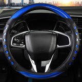 Darrahopens Auto Accessories > Auto Accessories Others > Automotive Decor PU Leather Car Steering Wheel Cover with Non-Slip Grip, Suitable for Both Men and Women, Universal Fits 14.5-15 Inch Cars, Trucks, SUVs (Blue (Round), Medium (Standard) Size [14 1/2-15 Inches])