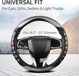 Darrahopens Auto Accessories > Auto Accessories Others > Automotive Decor PU Leather Car Steering Wheel Cover with Non-Slip Grip, Suitable for Both Men and Women, Universal Fits 14.5-15 Inch Cars, Trucks, SUVs (Grey (Round), Medium (Standard) Size [14 1/2-15 Inches])