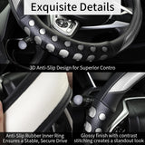 Darrahopens Auto Accessories > Auto Accessories Others > Automotive Decor PU Leather Car Steering Wheel Cover with Non-Slip Grip, Suitable for Both Men and Women, Universal Fits 14.5-15 Inch Cars, Trucks, SUVs (Grey (Round), Medium (Standard) Size [14 1/2-15 Inches])