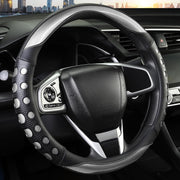 Darrahopens Auto Accessories > Auto Accessories Others > Automotive Decor PU Leather Car Steering Wheel Cover with Non-Slip Grip, Suitable for Both Men and Women, Universal Fits 14.5-15 Inch Cars, Trucks, SUVs (Grey (Round), Medium (Standard) Size [14 1/2-15 Inches])