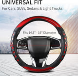 Darrahopens Auto Accessories > Auto Accessories Others > Automotive Decor PU Leather Car Steering Wheel Cover with Non-Slip Grip, Suitable for Both Men and Women, Universal Fits 14.5-15 Inch Cars, Trucks, SUVs (Red (Round), Medium (Standard) Size [14 1/2-15 Inches])