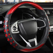 Darrahopens Auto Accessories > Auto Accessories Others > Automotive Decor PU Leather Car Steering Wheel Cover with Non-Slip Grip, Suitable for Both Men and Women, Universal Fits 14.5-15 Inch Cars, Trucks, SUVs (Red (Round), Medium (Standard) Size [14 1/2-15 Inches])