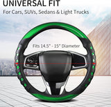 Darrahopens Auto Accessories > Auto Accessories Others > Automotive Decor PU Leather Car Steering Wheel Sleeve with Non-Slip Grip, Suitable for Both Men and Women, Universal Fits 14.5-15 Inch Cars, Trucks, SUVs (Green (Round), Medium (Standard) Size [14 1/2-15 Inches]) )