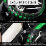 Darrahopens Auto Accessories > Auto Accessories Others > Automotive Decor PU Leather Car Steering Wheel Sleeve with Non-Slip Grip, Suitable for Both Men and Women, Universal Fits 14.5-15 Inch Cars, Trucks, SUVs (Green (Round), Medium (Standard) Size [14 1/2-15 Inches]) )