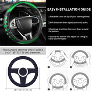 Darrahopens Auto Accessories > Auto Accessories Others > Automotive Decor PU Leather Car Steering Wheel Sleeve with Non-Slip Grip, Suitable for Both Men and Women, Universal Fits 14.5-15 Inch Cars, Trucks, SUVs (Green (Round), Medium (Standard) Size [14 1/2-15 Inches]) )