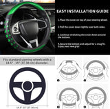 Darrahopens Auto Accessories > Auto Accessories Others > Automotive Decor PU Leather Car Steering Wheel Sleeve with Non-Slip Grip, Suitable for Both Men and Women, Universal Fits 14.5-15 Inch Cars, Trucks, SUVs (Green (Round), Medium (Standard) Size [14 1/2-15 Inches]) )