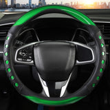 Darrahopens Auto Accessories > Auto Accessories Others > Automotive Decor PU Leather Car Steering Wheel Sleeve with Non-Slip Grip, Suitable for Both Men and Women, Universal Fits 14.5-15 Inch Cars, Trucks, SUVs (Green (Round), Medium (Standard) Size [14 1/2-15 Inches]) )