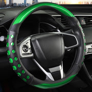 Darrahopens Auto Accessories > Auto Accessories Others > Automotive Decor PU Leather Car Steering Wheel Sleeve with Non-Slip Grip, Suitable for Both Men and Women, Universal Fits 14.5-15 Inch Cars, Trucks, SUVs (Green (Round), Medium (Standard) Size [14 1/2-15 Inches]) )