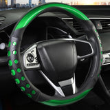 Darrahopens Auto Accessories > Auto Accessories Others > Automotive Decor PU Leather Car Steering Wheel Sleeve with Non-Slip Grip, Suitable for Both Men and Women, Universal Fits 14.5-15 Inch Cars, Trucks, SUVs (Green (Round), Medium (Standard) Size [14 1/2-15 Inches]) )
