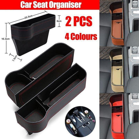 Darrahopens Auto Accessories > Auto Accessories Others > Automotive Decor PU Leather Seat Side Gap Storage Box with Phone and Bottle Holder for Car Interior - Yellow
