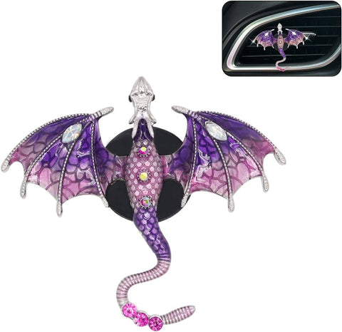Darrahopens Auto Accessories > Auto Accessories Others > Automotive Decor Purple Dragon Car Accessory,1pcs Bling Wyvern Car Air Freshener Vent Clip,Cute Girly Refillable Air Freshener Diffuser,Dazzing Rhinestone Dashboard Decoration for Women