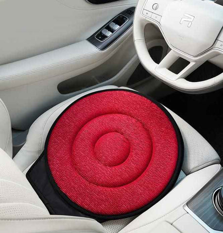 Darrahopens Auto Accessories > Auto Accessories Others > Automotive Decor Red 360° Swivel Car Seat Cushion – Portable Rotating Transfer Aid for Elderly, Pregnant Women & Mobility Support