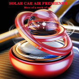 Darrahopens Auto Accessories > Auto Accessories Others > Automotive Decor Red Solar-Powered Rotating Car Air Freshener: Space-Themed Dashboard Decor with Ocean Scent & 16 Cologne Pads