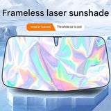Darrahopens Auto Accessories > Auto Accessories Others > Automotive Decor Reflective Car Windshield Sun Shade 57.1 x 31.5 Inch Foldable Front Windshield Sunshade UV Block Heat Insulation Titanium Silver Sun Visor Cover