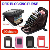 Darrahopens Auto Accessories > Auto Accessories Others > Automotive Decor Rfid Blocking Leather Wallet Anti-Theft Credit Card Holder Men Women Coin Purse - Red