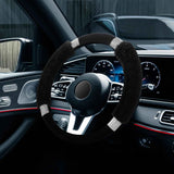 Rhinestone Fluffy Steering Wheel Cover - Comfortable Non-Slip Luxury Faux Wool, Universal Fit for 14.5" to 15" Steering Wheels