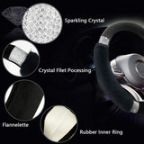 Darrahopens Auto Accessories > Auto Accessories Others > Automotive Decor Rhinestone Fluffy Steering Wheel Cover - Comfortable Non-Slip Luxury Faux Wool, Universal Fit for 14.5" to 15" Steering Wheels
