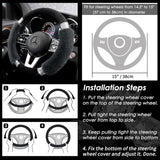 Darrahopens Auto Accessories > Auto Accessories Others > Automotive Decor Rhinestone Fluffy Steering Wheel Cover - Comfortable Non-Slip Luxury Faux Wool, Universal Fit for 14.5" to 15" Steering Wheels