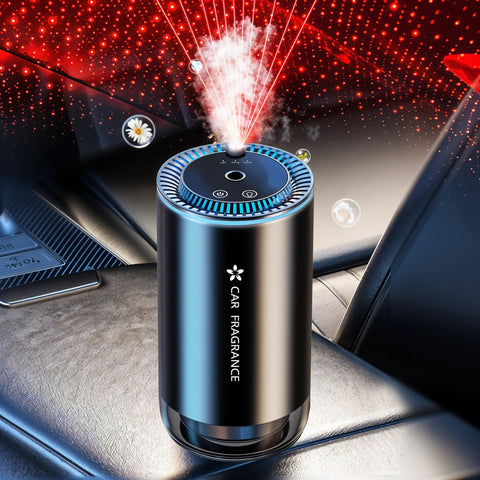 Darrahopens Auto Accessories > Auto Accessories Others > Automotive Decor Smart Car Air Freshener with Starry Lights Projector: Automatic Aroma Diffuser, 3 Modes, Rechargeable for Car & Home