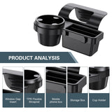 Darrahopens Auto Accessories > Auto Accessories Others > Automotive Decor Universal Car Window Organizer with Cup Holder and Phone Tray – 4-in-1 Door Side Storage Box for Drinks, Keys, and Gadgets (Black)