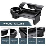 Darrahopens Auto Accessories > Auto Accessories Others > Automotive Decor Universal Car Window Organizer with Cup Holder and Phone Tray – Multi-Functional Door Side Storage Box for Drinks, Keys, and Gadgets (Black)
