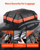 Darrahopens Auto Accessories > Auto Accessories Others > Automotive Decor VEVOR Car Rooftop Cargo Carrier Bag, 15 Cubic Feet Car Roof Cargo Carrier, 100% Waterproof Heavy Duty 840D PVC Roof Luggage Bag for All Vehicle with/without Rack- with Lock, Non-Slip Mat, 4 Door Hooks