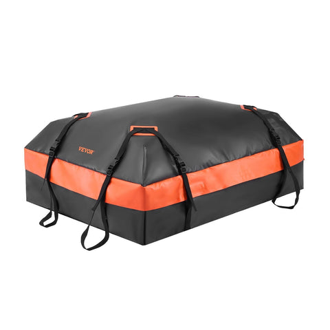 Darrahopens Auto Accessories > Auto Accessories Others > Automotive Decor VEVOR Car Rooftop Cargo Carrier Bag, 15 Cubic Feet Car Roof Cargo Carrier, 100% Waterproof Heavy Duty 840D PVC Roof Luggage Bag for All Vehicle with/without Rack- with Lock, Non-Slip Mat, 4 Door Hooks