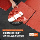 Darrahopens Auto Accessories > Auto Accessories Others > Automotive Decor VEVOR Garage Tiles Interlocking, 12 x 12 x 0.53 inch 25 Pack Garage Floor Covering Tiles, Non-Slip Double-Sided Texture Garage Flooring Tiles, for Garages, Basements, Repair Shops, Red