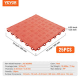 Darrahopens Auto Accessories > Auto Accessories Others > Automotive Decor VEVOR Garage Tiles Interlocking, 12 x 12 x 0.53 inch 25 Pack Garage Floor Covering Tiles, Non-Slip Double-Sided Texture Garage Flooring Tiles, for Garages, Basements, Repair Shops, Red