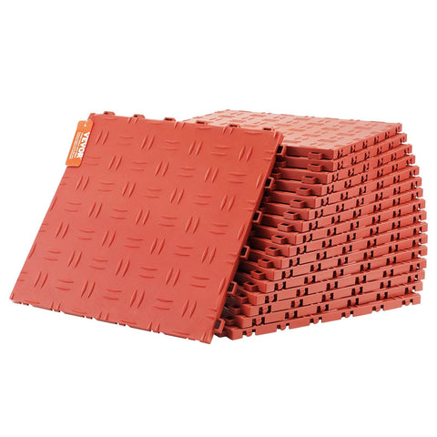 Darrahopens Auto Accessories > Auto Accessories Others > Automotive Decor VEVOR Garage Tiles Interlocking, 12 x 12 x 0.53 inch 25 Pack Garage Floor Covering Tiles, Non-Slip Double-Sided Texture Garage Flooring Tiles, for Garages, Basements, Repair Shops, Red