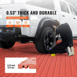 Darrahopens Auto Accessories > Auto Accessories Others > Automotive Decor VEVOR Garage Tiles Interlocking, 12 x 12 x 0.53 inch 25 Pack Garage Floor Covering Tiles, Non-Slip Double-Sided Texture Garage Flooring Tiles, for Garages, Basements, Repair Shops, Red