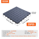 Darrahopens Auto Accessories > Auto Accessories Others > Automotive Decor VEVOR Garage Tiles Interlocking, 12 x 12 x 0.53 inch 25 Pack Garage Floor Covering Tiles, Non-Slip Double-Sided Texture Garage Flooring Tiles, for Garages, Basements, Repair Shops, Graphite Gray