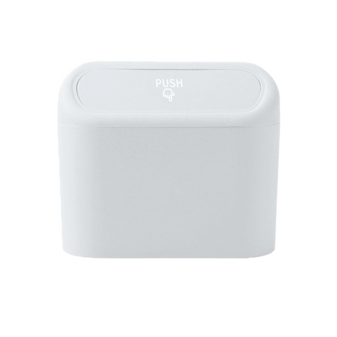 Darrahopens Auto Accessories > Auto Accessories Others > Automotive Decor White Compact Car Trash Can 2 Pack Hanging Storage Bin with Push Lid for Vehicle Door and Seat Back Universal Fit Waste Management Solution for Local Drivers
