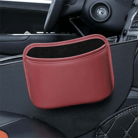 Darrahopens Auto Accessories > Auto Accessories Others > Automotive Decor Wine Red Waterproof Leather Car Hanging Storage Organizer with Back Clip 20 x 14.5CM – Mutifunctional Car Trash Bin Cup Holder Phone Storage Pocket for Seat Back, Door & Center Console