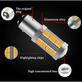 Darrahopens Auto Accessories > Auto Accessories Others > Automotive Lights Amber 1157 Ba15D P21/5W 5630 33Smd Car LED Bulbs Canbus 900Lm Super Bright Front And Rear Turn Signal Light Indicator