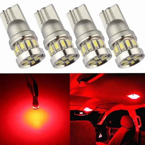 Darrahopens Auto Accessories > Auto Accessories Others > Automotive Lights T10 W5W Canbus Red 4-Pack LED Bulbs 12V 24V Compatible with Automotive