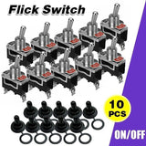 Darrahopens Auto Accessories > Auto Accessories Others > Automotive Parts 10PCS 12V Waterproof Toggle Switch SPST On Off for Car Dash Control Panel