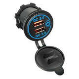 Darrahopens Auto Accessories > Auto Accessories Others > Automotive Parts 1× Dual USB Car Charger QC 3.0 Quick Charge 12V-24V Power Outlet - Blue
