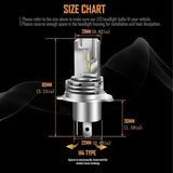 Darrahopens Auto Accessories > Auto Accessories Others > Automotive Parts 2 Pack H4 LED Headlight Bulbs 6000K White 9600LM High Low Beam Canbus Ready