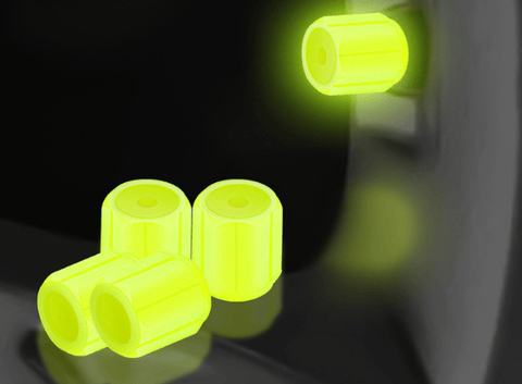 Darrahopens Auto Accessories > Auto Accessories Others > Automotive Parts 2 Packs of 4 Yellow Luminous Tyre Valve Caps Glow in The Dark Universal Wheel Air Dust Covers for Cars Bikes Motorcycles Scooters One-Piece Design