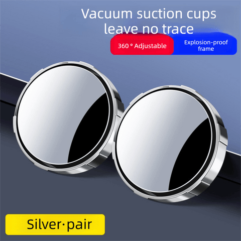 Darrahopens Auto Accessories > Auto Accessories Others > Automotive Parts 2Pcs Car Blind Spot Mirrors Suction Cup Vacuum Adsorption 360 Adjustable Round Rear View Convex Mirror Waterproof Sliver Frame for Cars SUVs