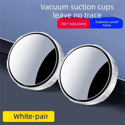 Darrahopens Auto Accessories > Auto Accessories Others > Automotive Parts 2Pcs Car Blind Spot Mirrors Suction Cup Vacuum Adsorption 360 Adjustable Round Rear View Convex Mirror Waterproof White Frame for Cars SUVs