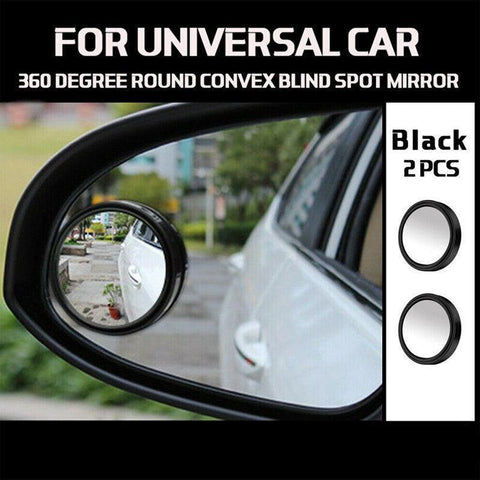 Darrahopens Auto Accessories > Auto Accessories Others > Automotive Parts 2X Blind Spot Car Mirror 360 Wide Angle Adjustable Rear Side View Convex Black