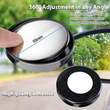 Darrahopens Auto Accessories > Auto Accessories Others > Automotive Parts 2X Blind Spot Car Mirror 360 Wide Angle Adjustable Rear Side View Convex Black
