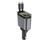 Darrahopens Auto Accessories > Auto Accessories Others > Automotive Parts 4-in-1 Retractable Car Charger Adapter 120W Dual Type-C Cables Starry Sky Projector Fast Charging for iPhone 15/16 Samsung Pixel