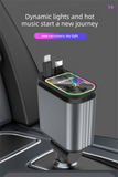 Darrahopens Auto Accessories > Auto Accessories Others > Automotive Parts 4-in-1 Retractable Car Charger Adapter 120W Max Fast Charging Dual Cables Type-C & Lightning Starry Sky Projector Light 12V-24V for iPhone Samsung