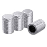 4-Pack Silver Aluminum Car Tyre Valve Stem Caps - Heavy Duty Dustproof Air Valve Covers with Internal Anti-Seize Plastic Lining for Cars SUVs Trucks