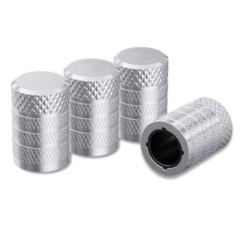 4-Pack Silver Aluminum Car Tyre Valve Stem Caps - Heavy Duty Dustproof Air Valve Covers with Internal Anti-Seize Plastic Lining for Cars SUVs Trucks