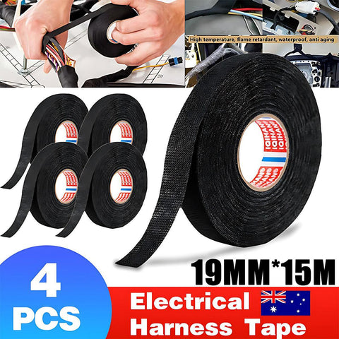 Darrahopens Auto Accessories > Auto Accessories Others > Automotive Parts 4Pcs 19Mmx 15M Adhesive Cloth Fabric Tape Cable Loom Wiring Harness For Car Auto